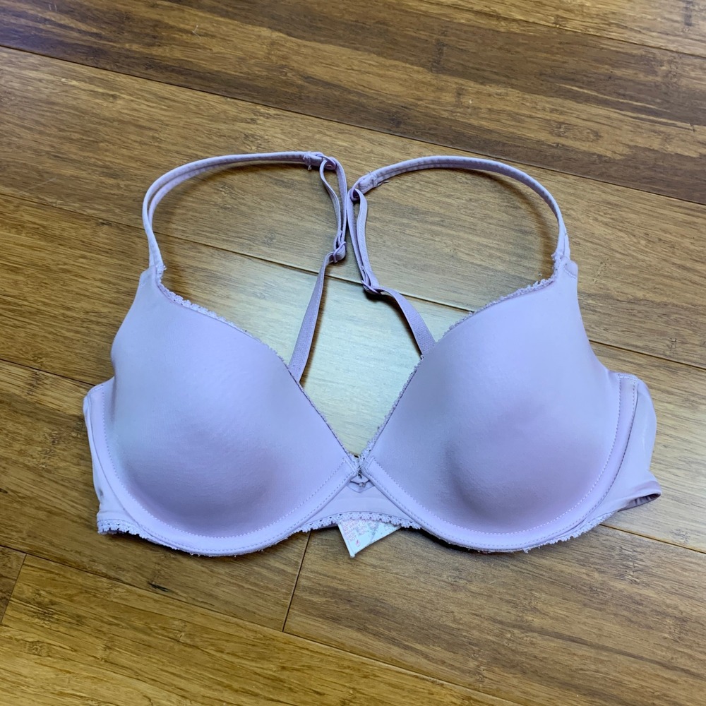 Lily of France T-Shirt Bra Womens Size‎ 34B Purple Push-up Padded Underwire Bra